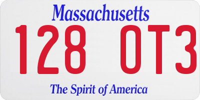 MA license plate 128OT3