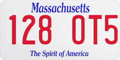 MA license plate 128OT5