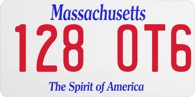 MA license plate 128OT6