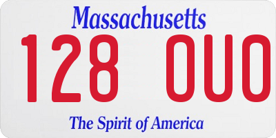 MA license plate 128OU0