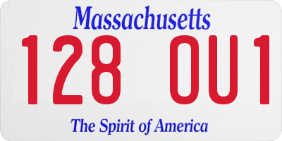 MA license plate 128OU1