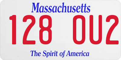 MA license plate 128OU2