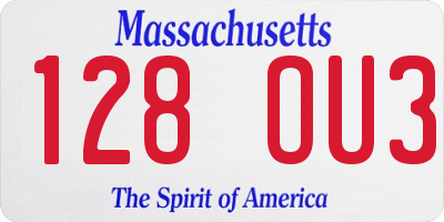 MA license plate 128OU3