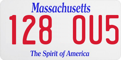 MA license plate 128OU5