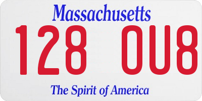 MA license plate 128OU8