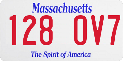 MA license plate 128OV7