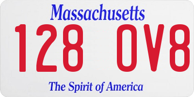 MA license plate 128OV8