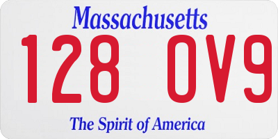 MA license plate 128OV9