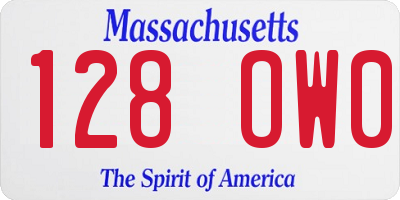 MA license plate 128OW0
