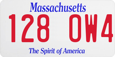 MA license plate 128OW4