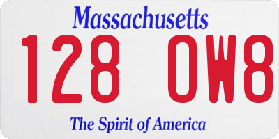 MA license plate 128OW8