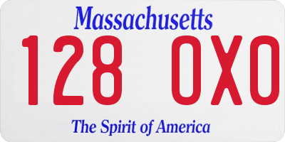 MA license plate 128OX0