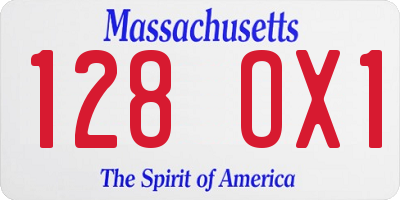 MA license plate 128OX1