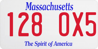 MA license plate 128OX5