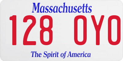MA license plate 128OY0