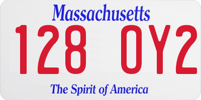 MA license plate 128OY2