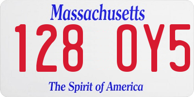 MA license plate 128OY5