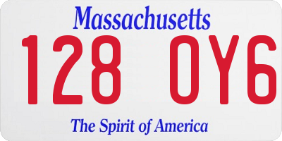 MA license plate 128OY6