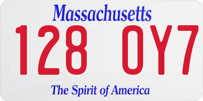 MA license plate 128OY7