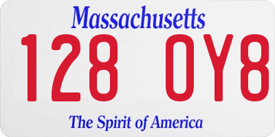 MA license plate 128OY8