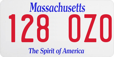 MA license plate 128OZ0
