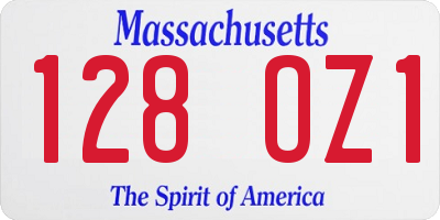 MA license plate 128OZ1