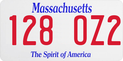 MA license plate 128OZ2