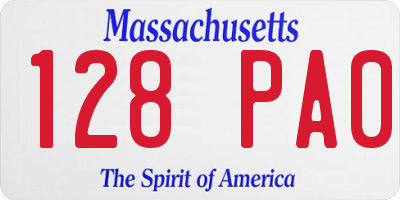 MA license plate 128PA0