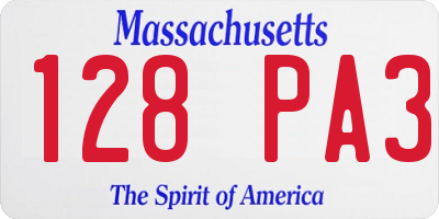 MA license plate 128PA3