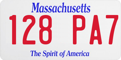 MA license plate 128PA7