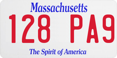 MA license plate 128PA9