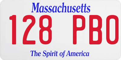 MA license plate 128PB0