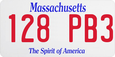 MA license plate 128PB3
