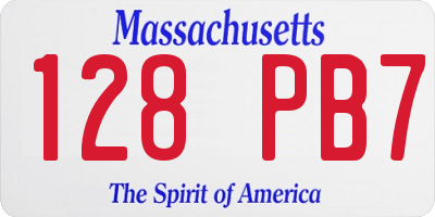 MA license plate 128PB7