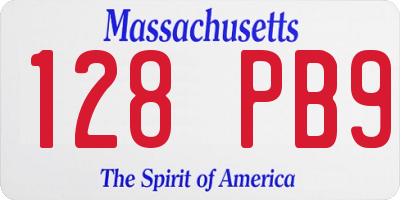 MA license plate 128PB9