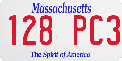 MA license plate 128PC3