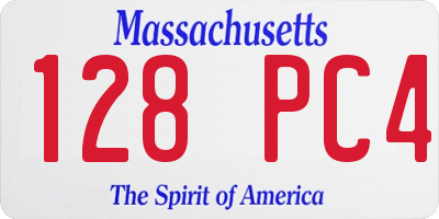 MA license plate 128PC4