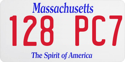 MA license plate 128PC7