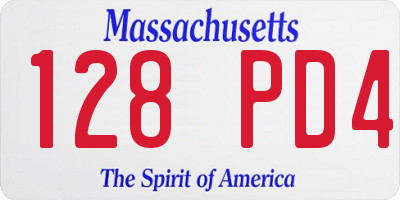 MA license plate 128PD4