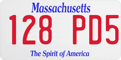 MA license plate 128PD5