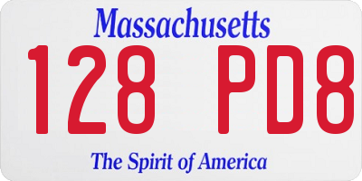 MA license plate 128PD8
