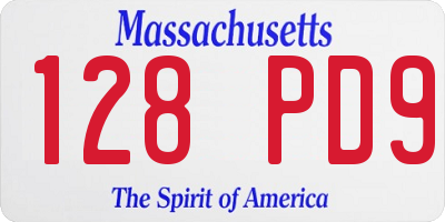 MA license plate 128PD9