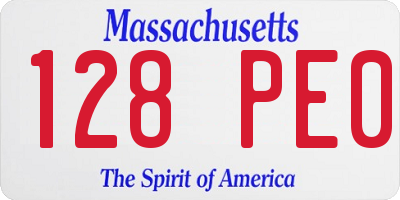 MA license plate 128PE0