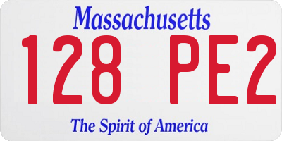 MA license plate 128PE2