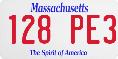MA license plate 128PE3