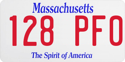 MA license plate 128PF0