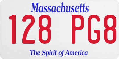 MA license plate 128PG8