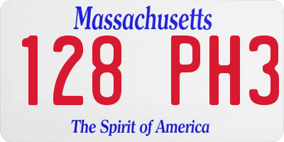 MA license plate 128PH3
