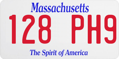 MA license plate 128PH9