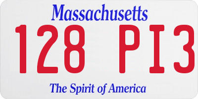 MA license plate 128PI3